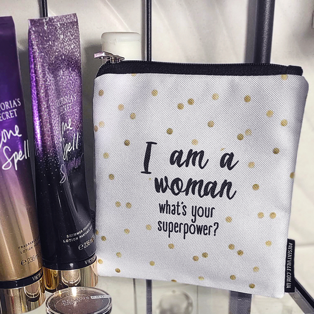 Косметичка квадратна Basic I am a woman 16x16 см (KB_19N002_BL)