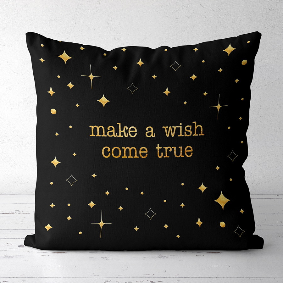 Подушка з принтом габардинова Make a wish come true 30x30 см (3P_CASA040)
