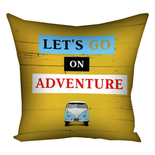 Подушка з принтом габардинова Let's go on adventure 50x50 см (5P_VOL047)