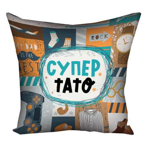 Подушка з принтом габардинова Супер-тато 30x30 см (3P_TAT004)