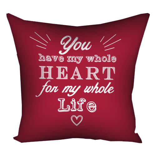 Подушка з принтом габардинова You have my whole heart for my whole life 50x50 см (5P_15L034)