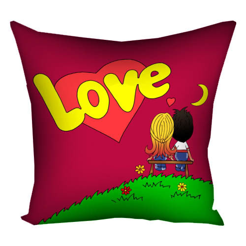 Подушка з принтом габардинова Love is (червона) 50x50 см (5P_17LV004)