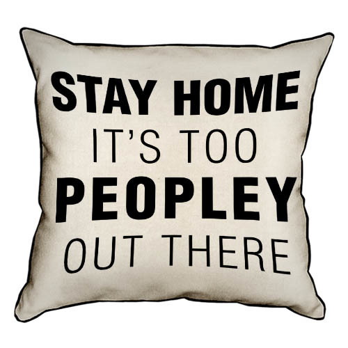 Наволочка з мішковини Stay home it`s too peopley out there 45x45 см (45NHB_URB004)