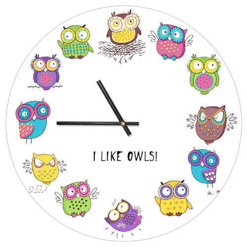 Годинник настінний круглий I like owls! 36 см (CHR_P_15M002)