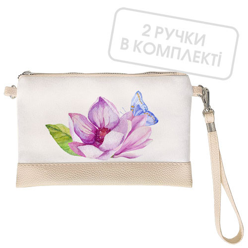 Клатч через плече Магнолія на білому фоні 25x15 см (KL_GL_CLF012_SBR)