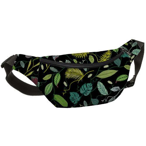 Сумка бананка BUMBAG Листочки 27х16 см (BB_18J041_BL_BL)