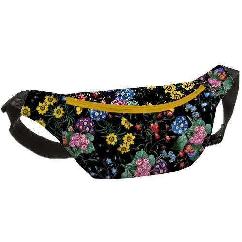Сумка бананка BUMBAG Польові квіти 27х16 см (BB_18J046_ZHL_BL)