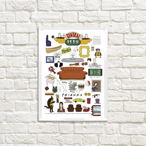 Постер у рамці Central perk Friends 30×42 см, A3 (WMT3_22L008_WH)