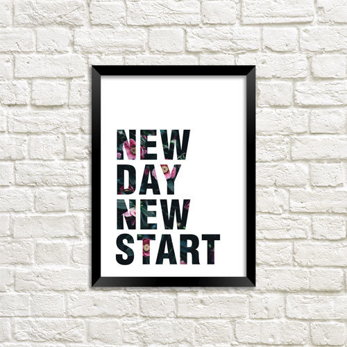 Постер у рамці New day new start 21х30см, A4 (MT4_18A038)