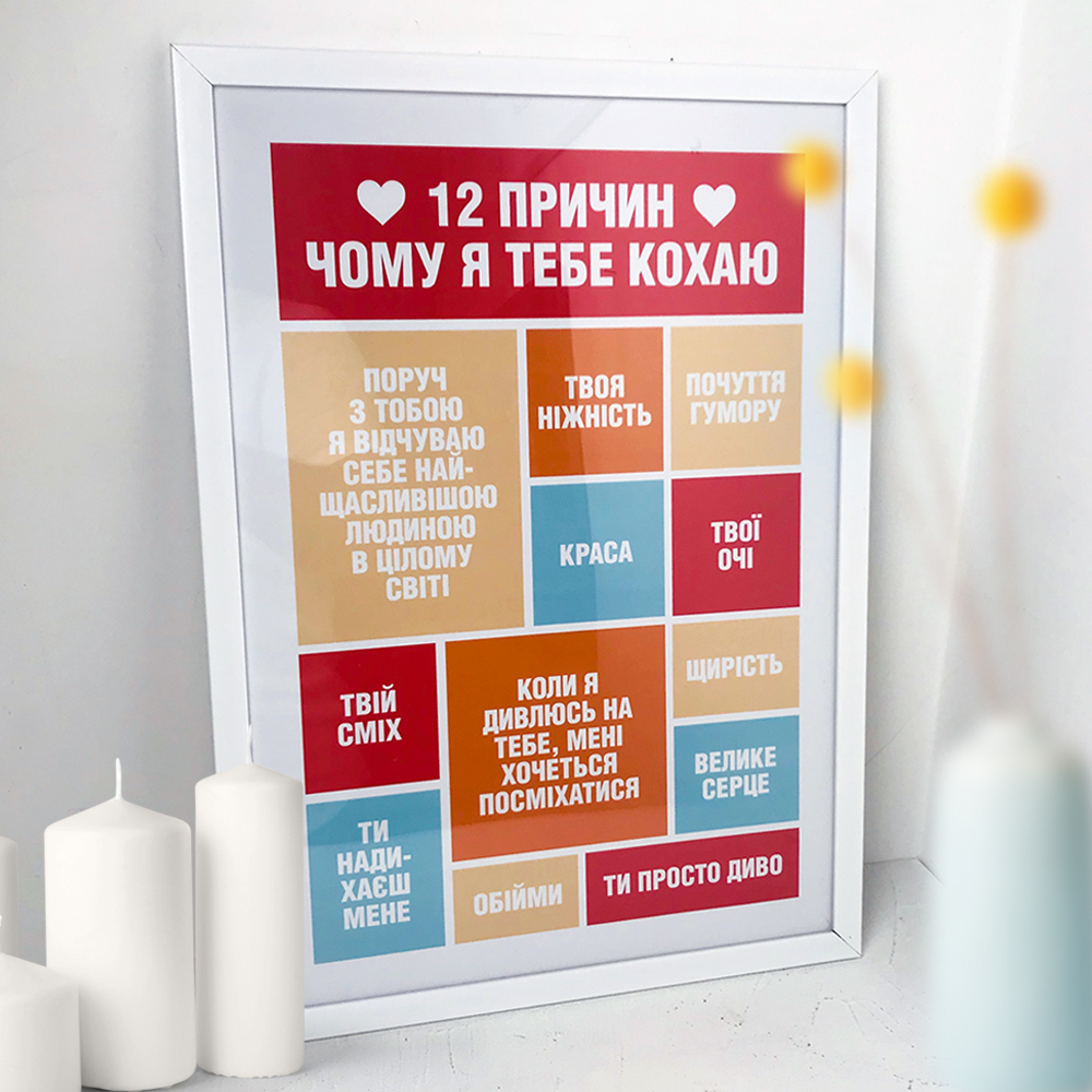 Постер у рамці причин чому я тебе кохаю 21х30см, A4 (WMT4_19L013_UKR)