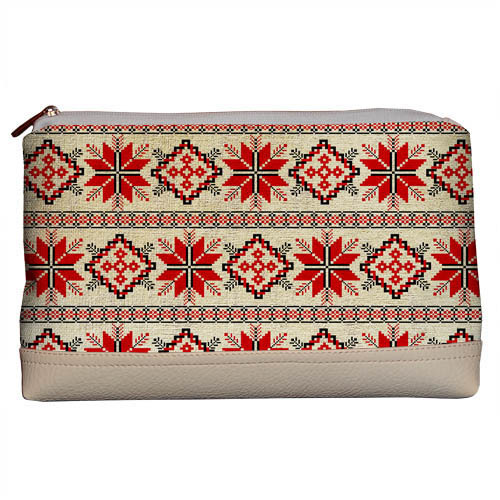 Косметичка дорожня жіноча Lovely Український орнамент зірочки 26x15x8 см (KK_15UKR006_SBR)